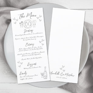 Hand Drawn Grey Whimsical Wedding Menu