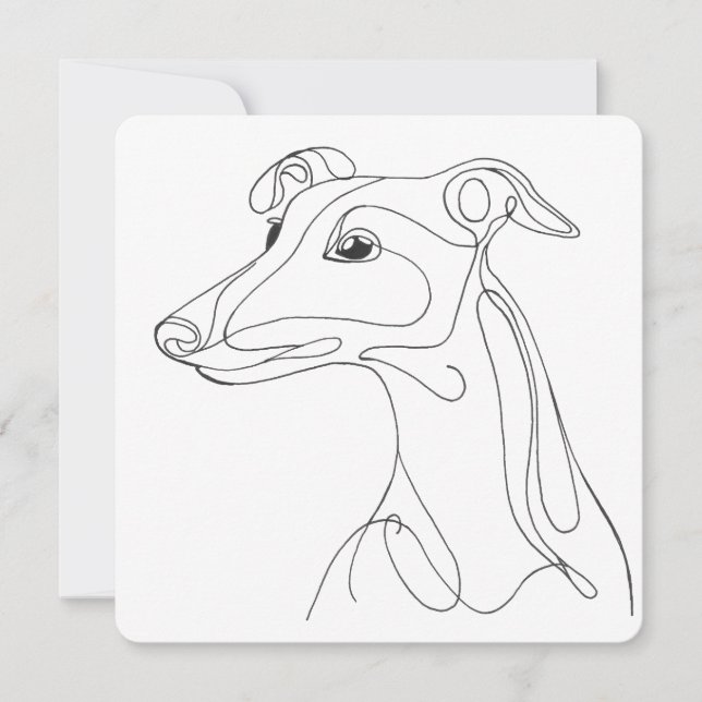 Hand Drawn Greyhound Line Art - Minimalist Design Invitation (Front)