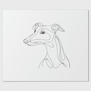 Hand Drawn Greyhound Line Art - Minimalist Design Wrapping Paper