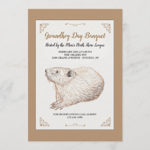 Hand-drawn Groundhog Day Invitations