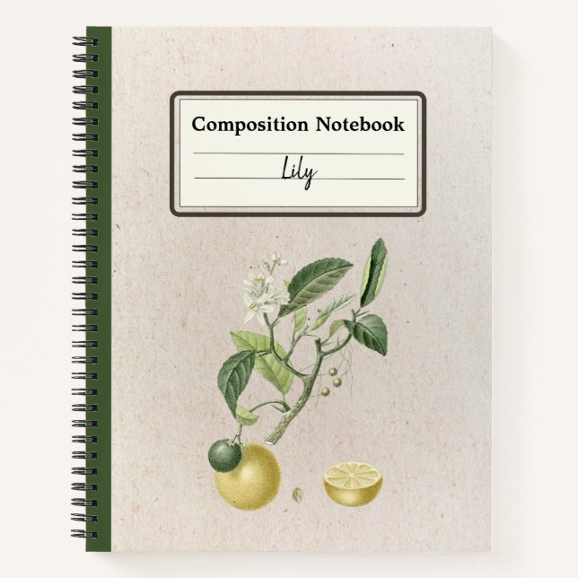Hand Drawn Growing Lemons Personalised Composition Notebook (Front)