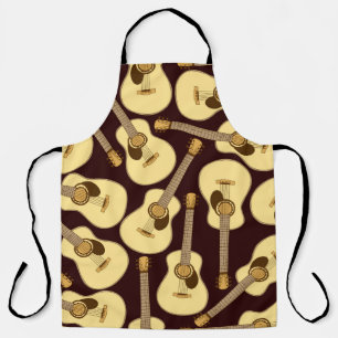 Hand drawn guitar seamless pattern apron