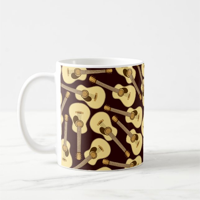 Hand drawn guitar seamless pattern coffee mug (Left)