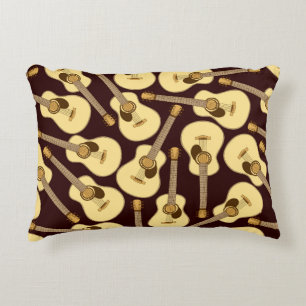 Hand drawn guitar seamless pattern decorative cushion