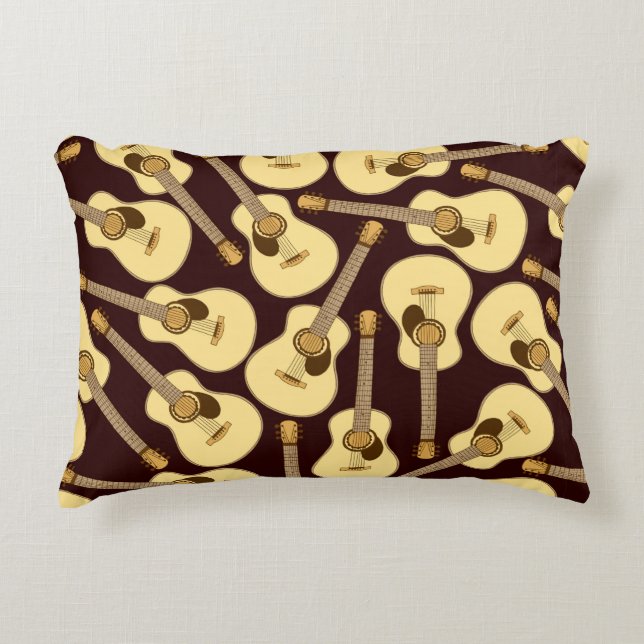 Hand drawn guitar seamless pattern decorative cushion (Front)