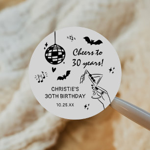 Hand Drawn Halloween Adult Birthday Party Classic Round Sticker