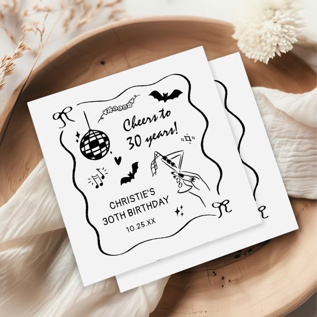 Hand Drawn Halloween Adult Birthday Party Napkin (Creator Uploaded)