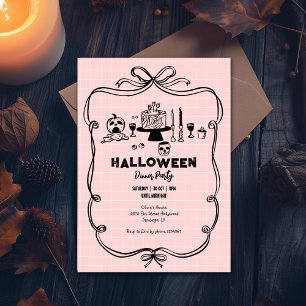 Hand drawn Halloween Dinner Party  Invitation