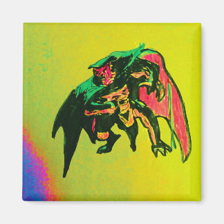 Hand Drawn Halloween Gargoyle Magnet 2inx2in