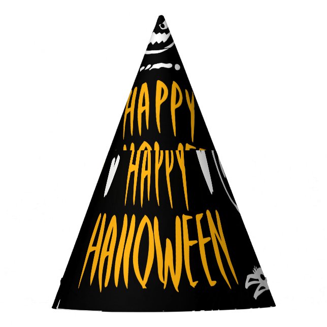 Hand-drawn Halloween symbols, vintage collection. Party Hat (Front)
