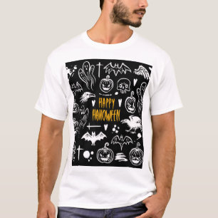 Hand-drawn Halloween symbols, vintage collection. T-Shirt