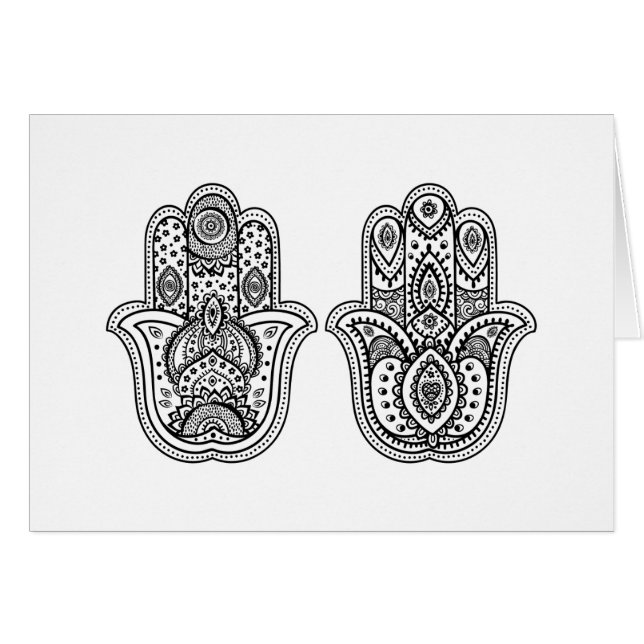 Hand Drawn Hamsa With Ornaments (Front Horizontal)