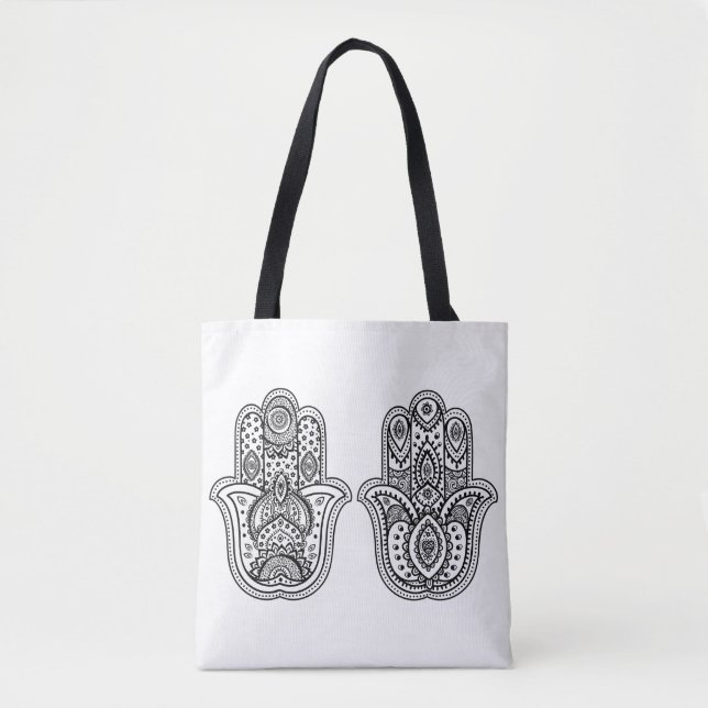 Hand Drawn Hamsa With Ornaments 2 Tote Bag (Front)