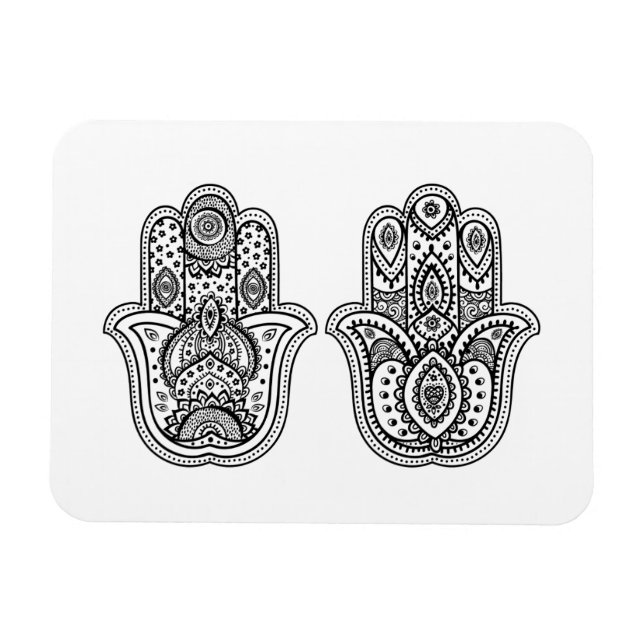 Hand Drawn Hamsa With Ornaments Magnet (Horizontal)