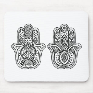 Hand Drawn Hamsa With Ornaments Mouse Mat