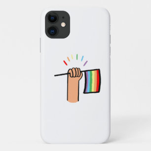 Hand Drawn Hand Waving a Rainbow Flag iPhone 11 Case