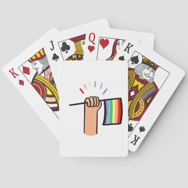 Hand Drawn Hand Waving a Rainbow Flag Playing Cards (Back)