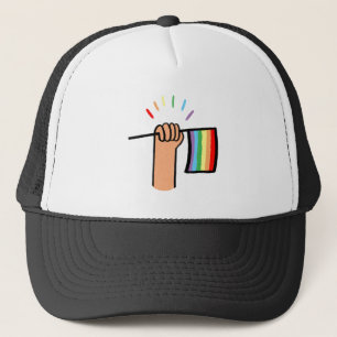 Hand Drawn Hand Waving a Rainbow Flag Trucker Hat
