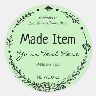 Hand Drawn Handmade Small Business Product Classic Round Sticker