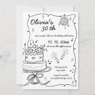 Hand Drawn Handwritten Scribble Birthday Invitation