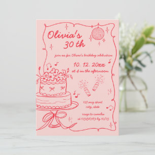 Hand Drawn Handwritten Scribble Birthday Invitation
