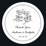 Hand Drawn Handwritten Wedding Round Sticker<br><div class="desc">wedding, thankyou, hand drawn, handwritten, scribble, fanky, retro, favour, black and white, whimsical, 

Simple,  beautiful and whimsical design.
If you would like these designs on a more matching product,  please contact me.</div>