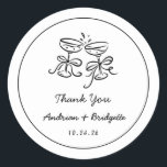 Hand Drawn Handwritten Wedding Round Sticker<br><div class="desc">wedding, thankyou, hand drawn, handwritten, scribble, fanky, retro, favour, black and white, whimsical, 

Simple,  beautiful and whimsical design.
If you would like these designs on a more matching product,  please contact me.</div>