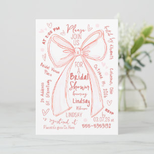 Hand Drawn Handwritten Whimsical Bridal Shower Invitation