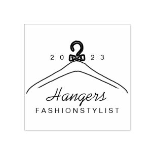 Hand drawn hanger for clothing boutique rubber stamp