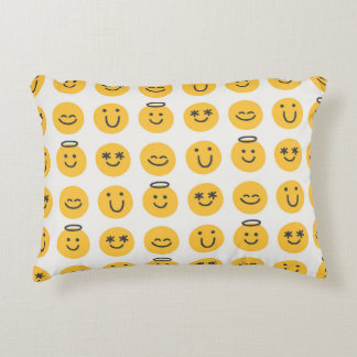 Hand Drawn Happy Emoji Pattern Decorative Cushion