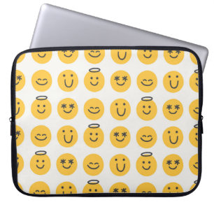 Hand Drawn Happy Emoji Pattern Laptop Sleeve