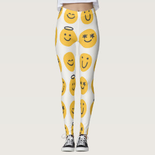 Hand Drawn Happy Emoji Pattern Leggings