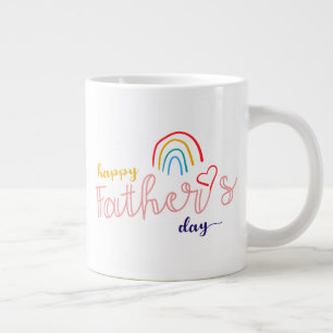 Hand-Drawn Happy Father's Day Pride Rainbow Large Coffee Mug