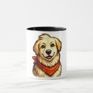 Hand-Drawn Happy Golden Dog T-Shirt Mug