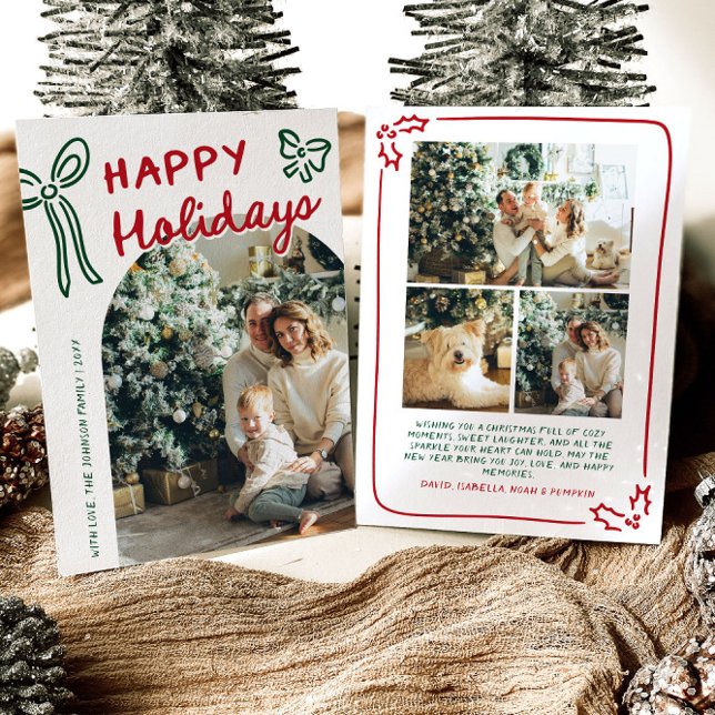 Hand Drawn Happy Holidays Arch Photo Christmas Holiday Card (Hand Drawn Happy Holidays Arch Photo Christmas Holiday Card)
