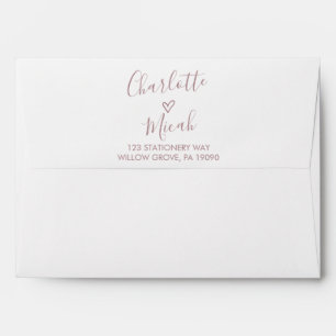 Hand Drawn Heart Blush Pink Wedding Invitation Envelope