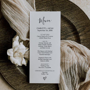 Hand Drawn Heart Dinner Menu Card