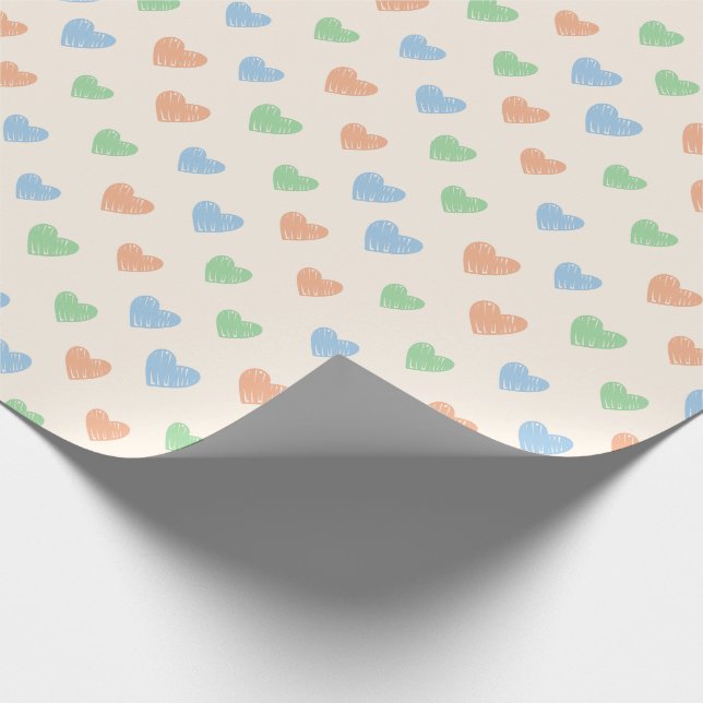 Hand Drawn Heart Doodle Pattern Wrapping Paper (Corner)