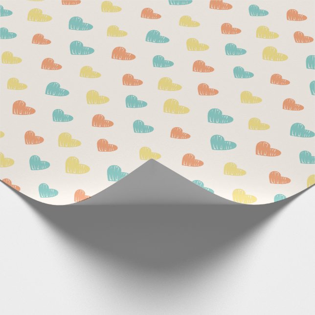 Hand Drawn Heart Doodle Pattern Wrapping Paper (Corner)