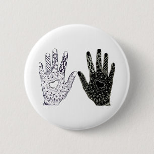 Hand Drawn Heart Hands 6 Cm Round Badge
