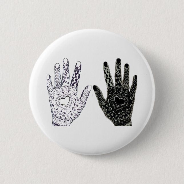 Hand Drawn Heart Hands 6 Cm Round Badge (Front)