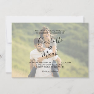 Hand Drawn Heart Horizontal Photo Wedding Invitation