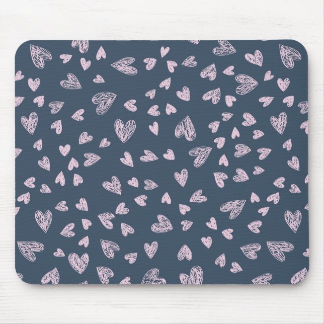 Hand drawn Heart Pattern Design Mouse Mat (Front)