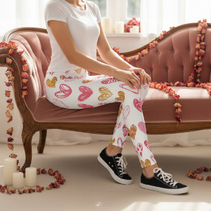 Hand Drawn Heart Pattern ID470 Leggings