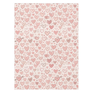 Hand-Drawn Heart Pattern Tablecloth