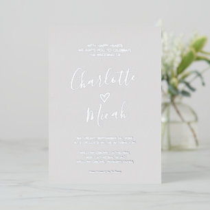 Hand Drawn Heart   Silver Foil Text Grey Wedding