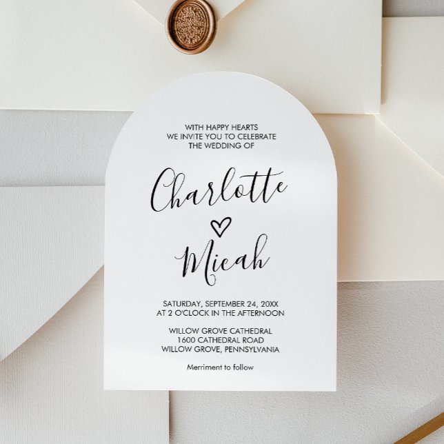 Hand Drawn Heart Simple Minimal Boho Arch Wedding Invitation (Hand Drawn Heart Simple Minimal Boho Arch Wedding Invitation)