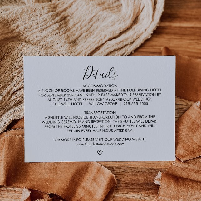 Hand Drawn Heart Wedding Details Insert Card (Creator Uploaded)