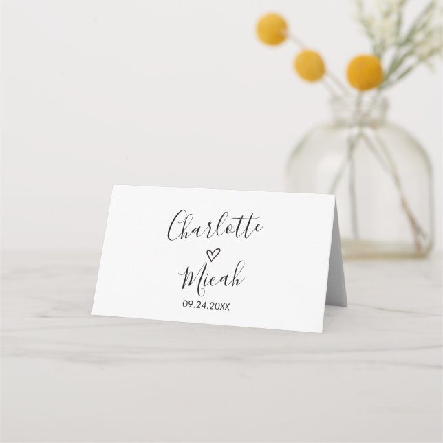 Hand Drawn Heart Wedding Place Card (Back)