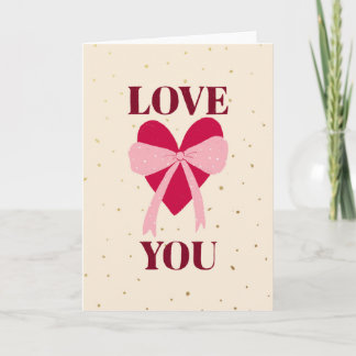 hand drawn heart with bow love you Valentine's Day Card